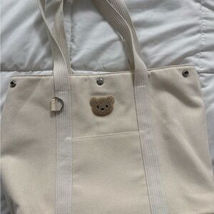 Cream Baby Bag with Bear Design